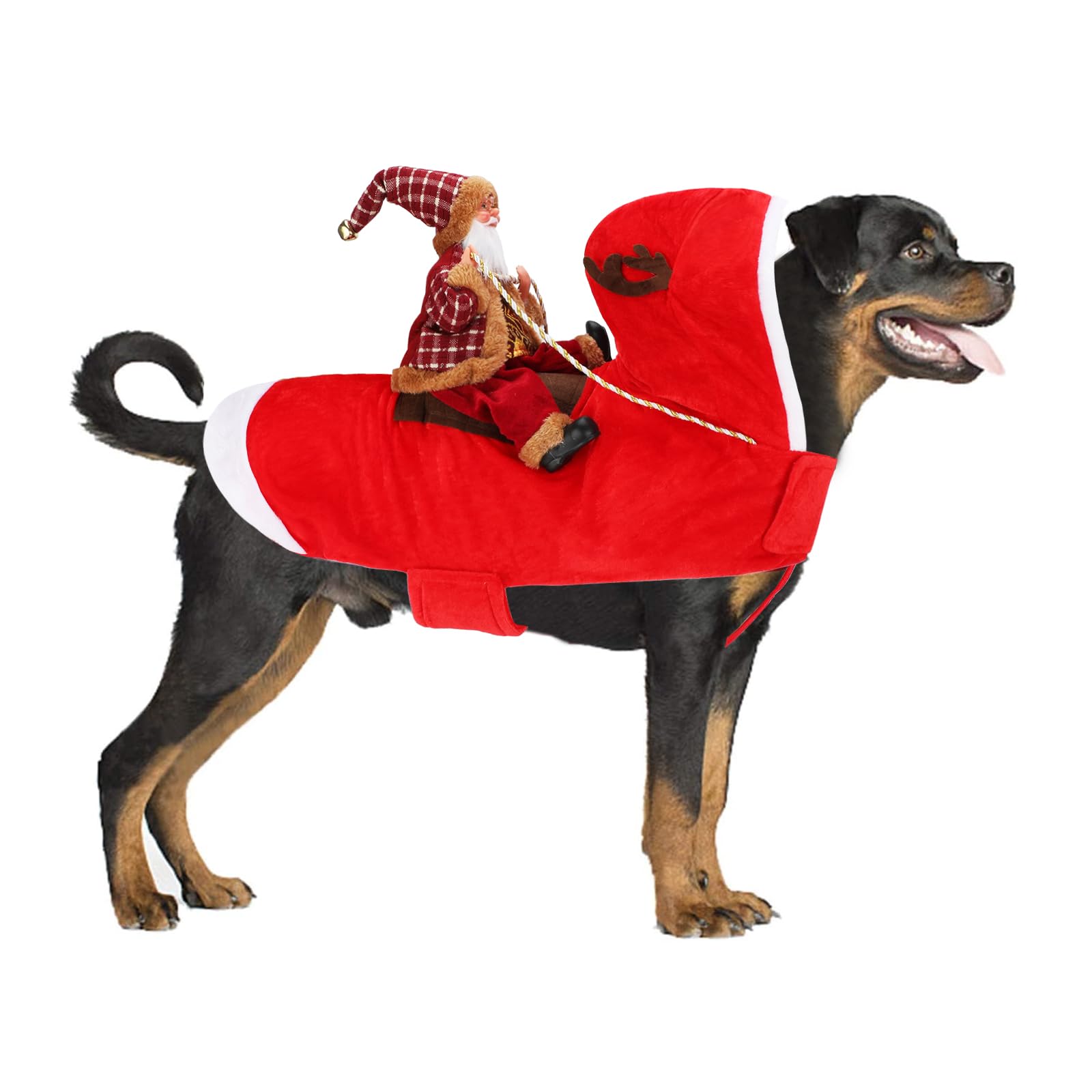 BWOGUE Santa Dog Costume Christmas Pet Clothes Santa Claus Riding Pet Cosplay Costumes Party Dressing up Dogs Cats Outfit for Small Medium Large Dogs Cats