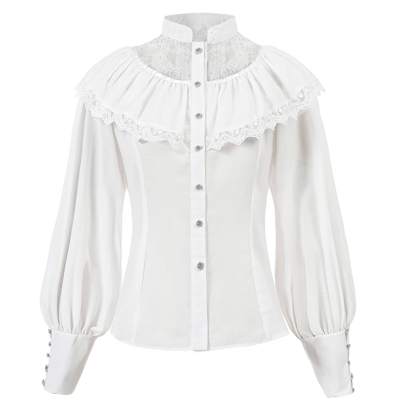 Nuoqi Victorian Blouse Womens Gothic Shirt Vintage Long Sleeve Lotus Ruffle Tops