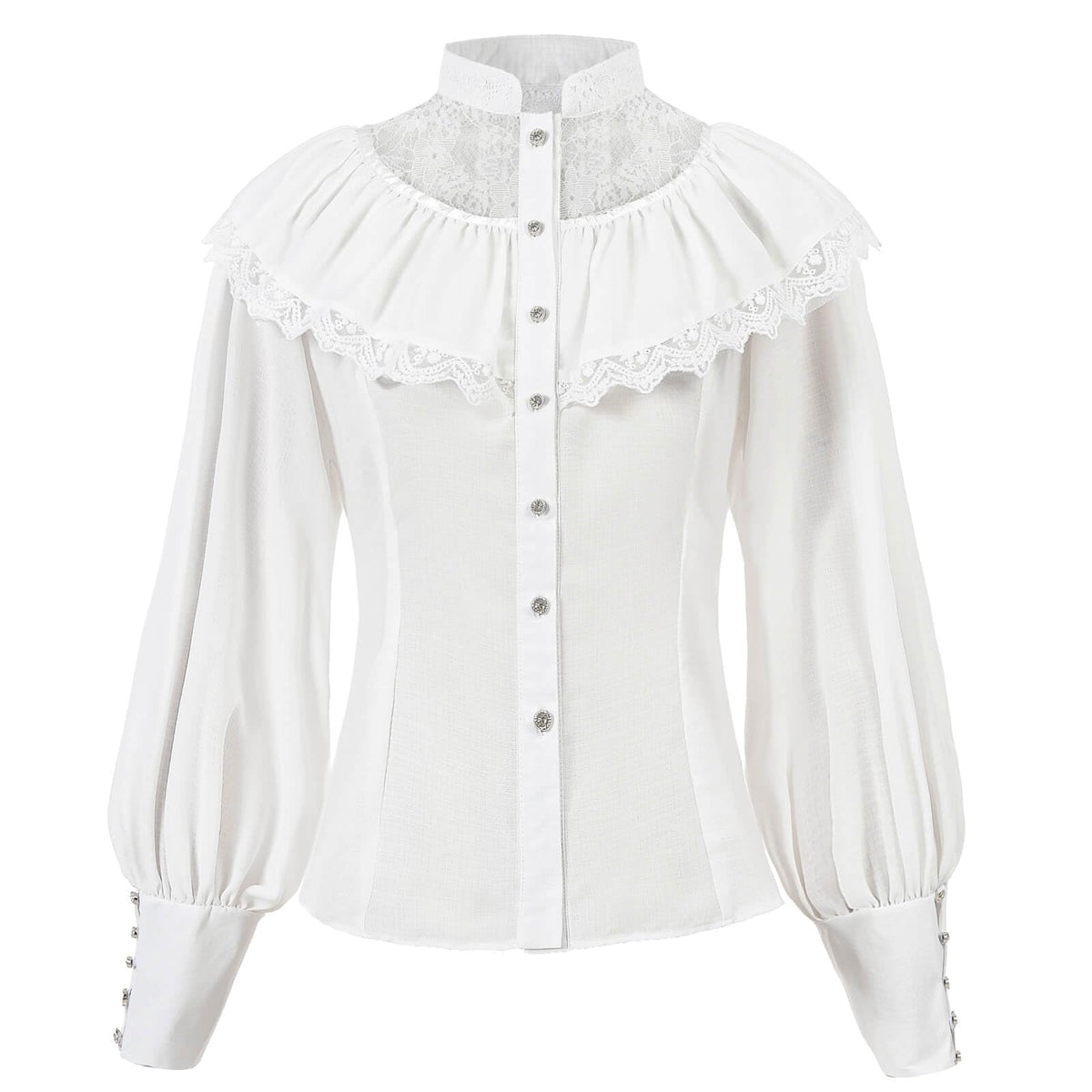 Nuoqi Victorian Blouse Womens Gothic Shirt Vintage Long Sleeve Lotus Ruffle Tops