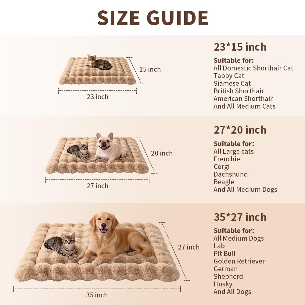 SOMAHE Cat Bed Mat, Soft Plush Faux Fur Kneading Pet Bed, Machine Washable Cat Sleeping Pad for Indoor Cats & Kittens, Non-Slip Fluffy Cat Rug for Couch Sofa Floor, 23x15 Inch Grey
