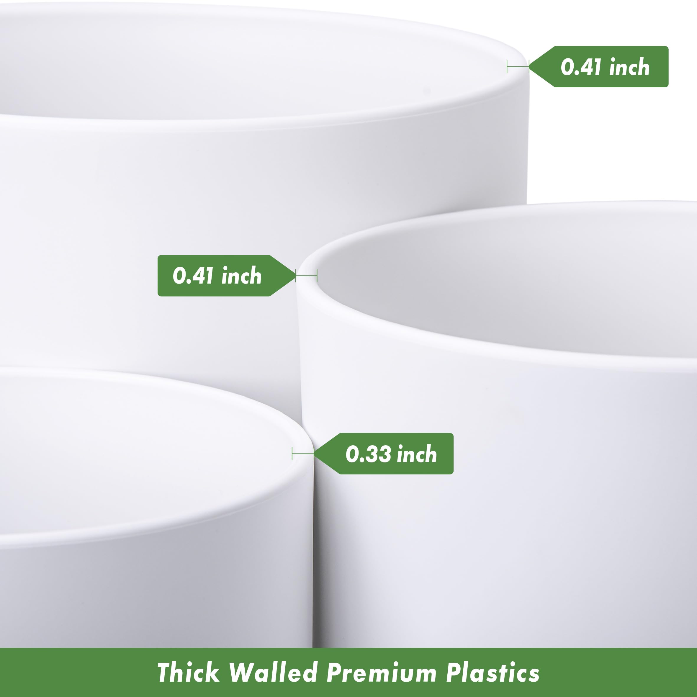 D'vine Dev 6.5 Inch 8 Inch 10 Inch, Set of 3 Plastic Planter Pots for Plants with Drainage Hole and Seamless Saucers, Black Color, Large, 74-V-B-4
