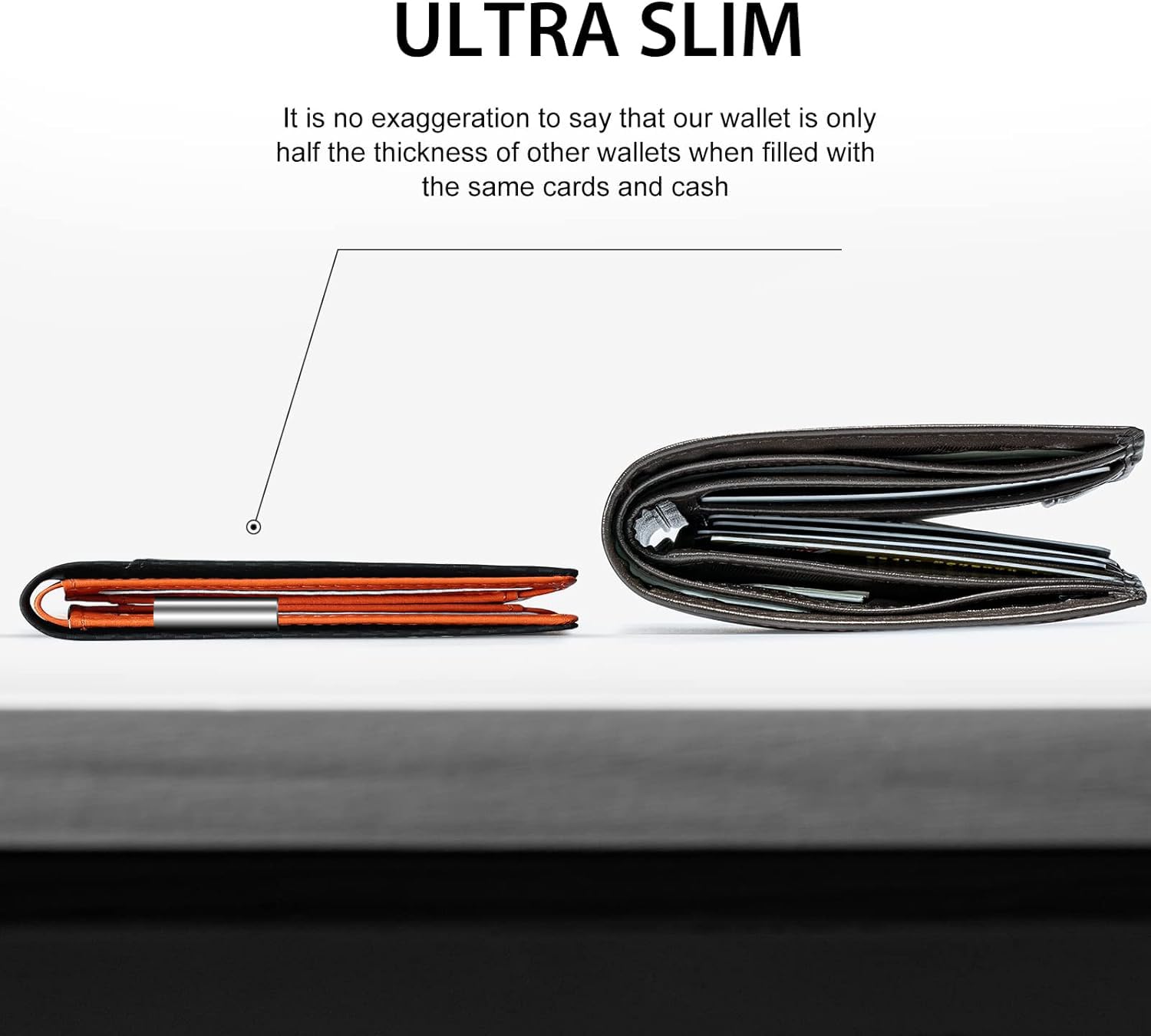 GSOIAX Slim Wallet for Men Rfid Blocking Leather Bifold Front Pocket Carbon Fiber Men's Money Clips Credit Card Holder With Gift Box