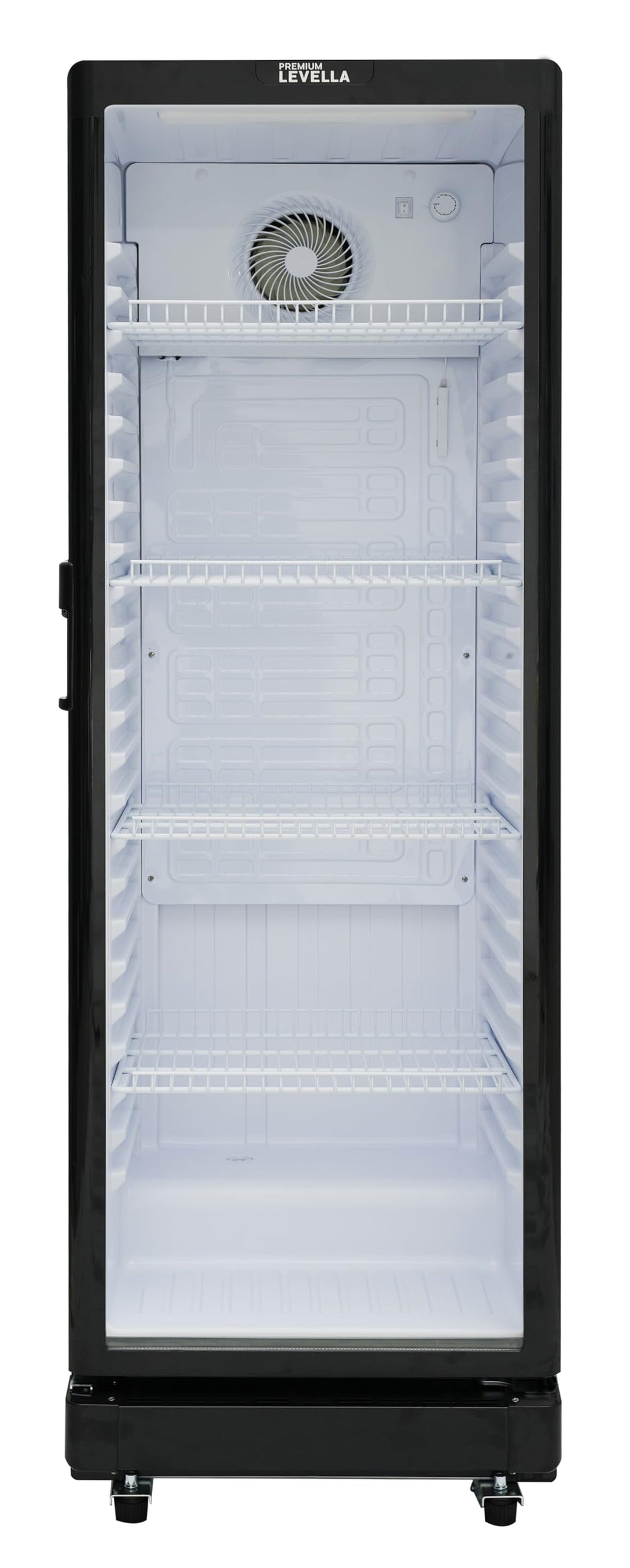 PremiumLevella PRF37DX Glass Door Display Refrigerator 3.1 cu ft Commercial Beverage Cooler Merchandiser - Black