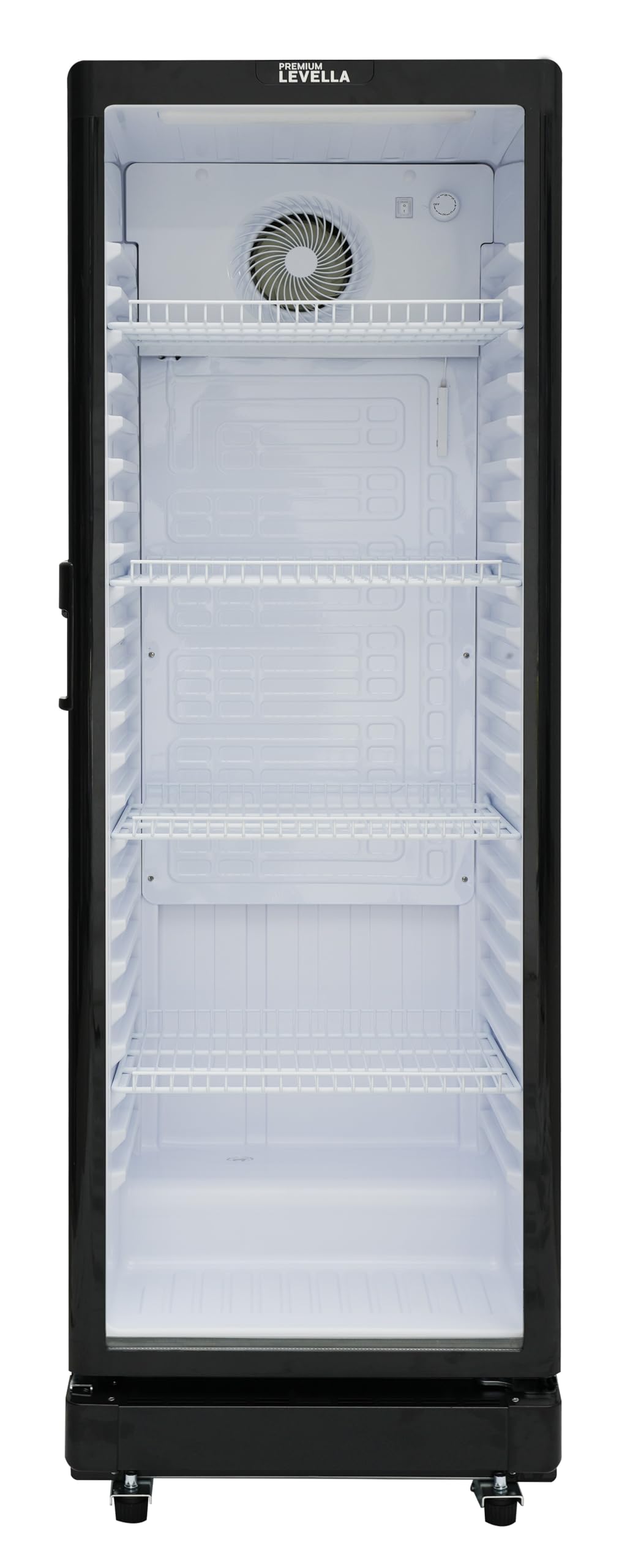 PremiumLevella PRF37DX Glass Door Display Refrigerator 3.1 cu ft Commercial Beverage Cooler Merchandiser - Black