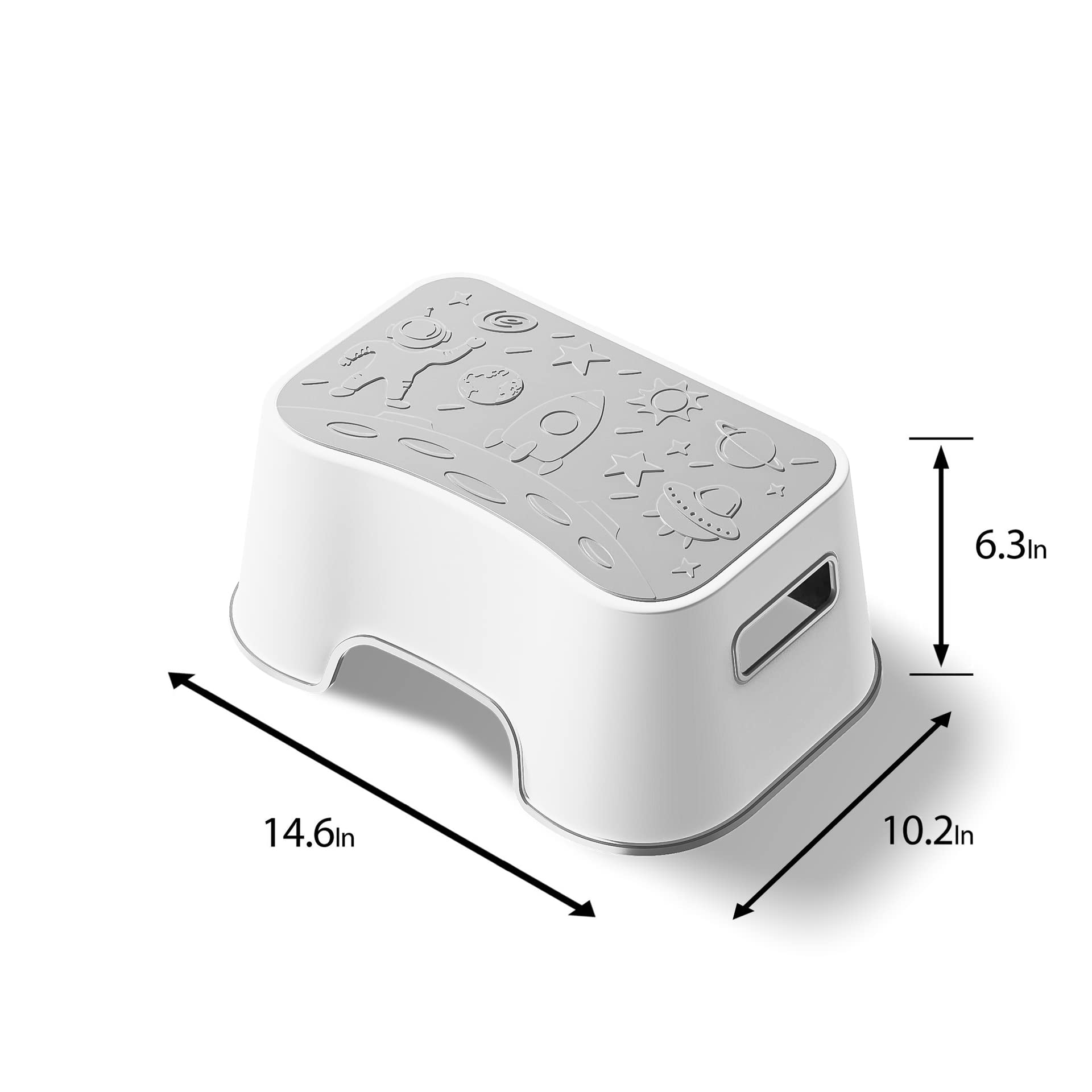 UNCLE WU Step Stool for Kids and Adults – Non-Slip Toilet Squatting Stool, 200 lbs Capacity, Potty Training Step Stool for Toddlers, Better Posture Bathroom & Sink Use(Gray White)