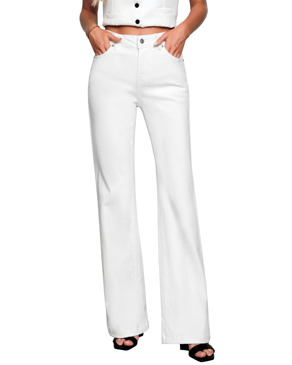 GRAPENT Womens Flare Jeans High Waisted Wide Leg Baggy Jean for Women Stretch Denim Pants