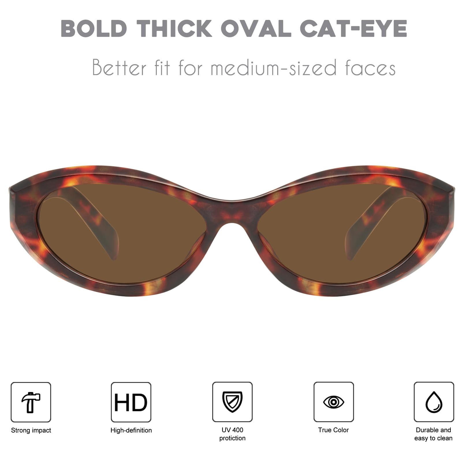 mosanana Oval Cat Eye Sunglasses for Women Retro Y2K Style MS52372