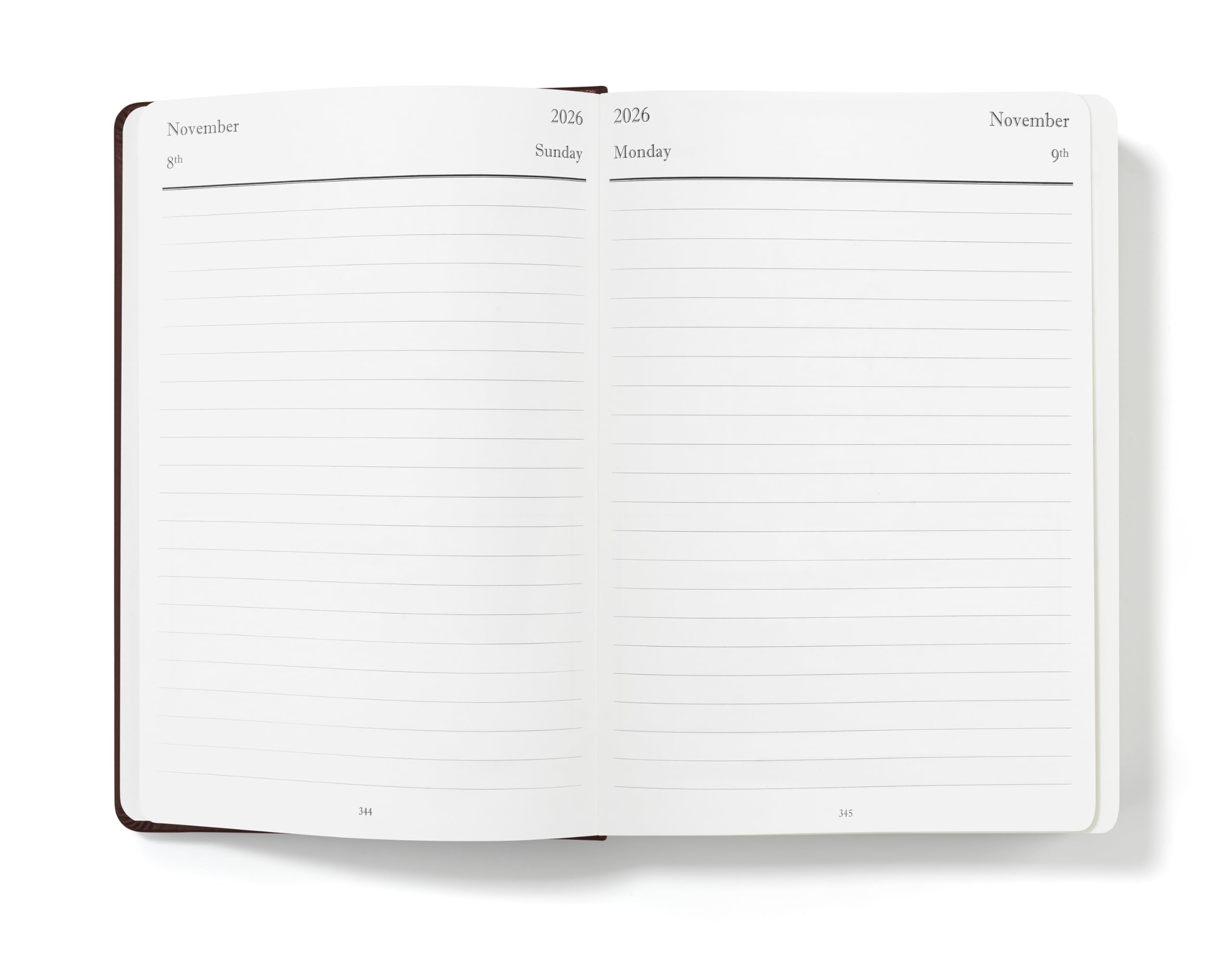 Wykeham's Executive 2026 Daily Journal Planner – US Public Holidays & Format – Customization Available (Brown, 6" x 4.5")
