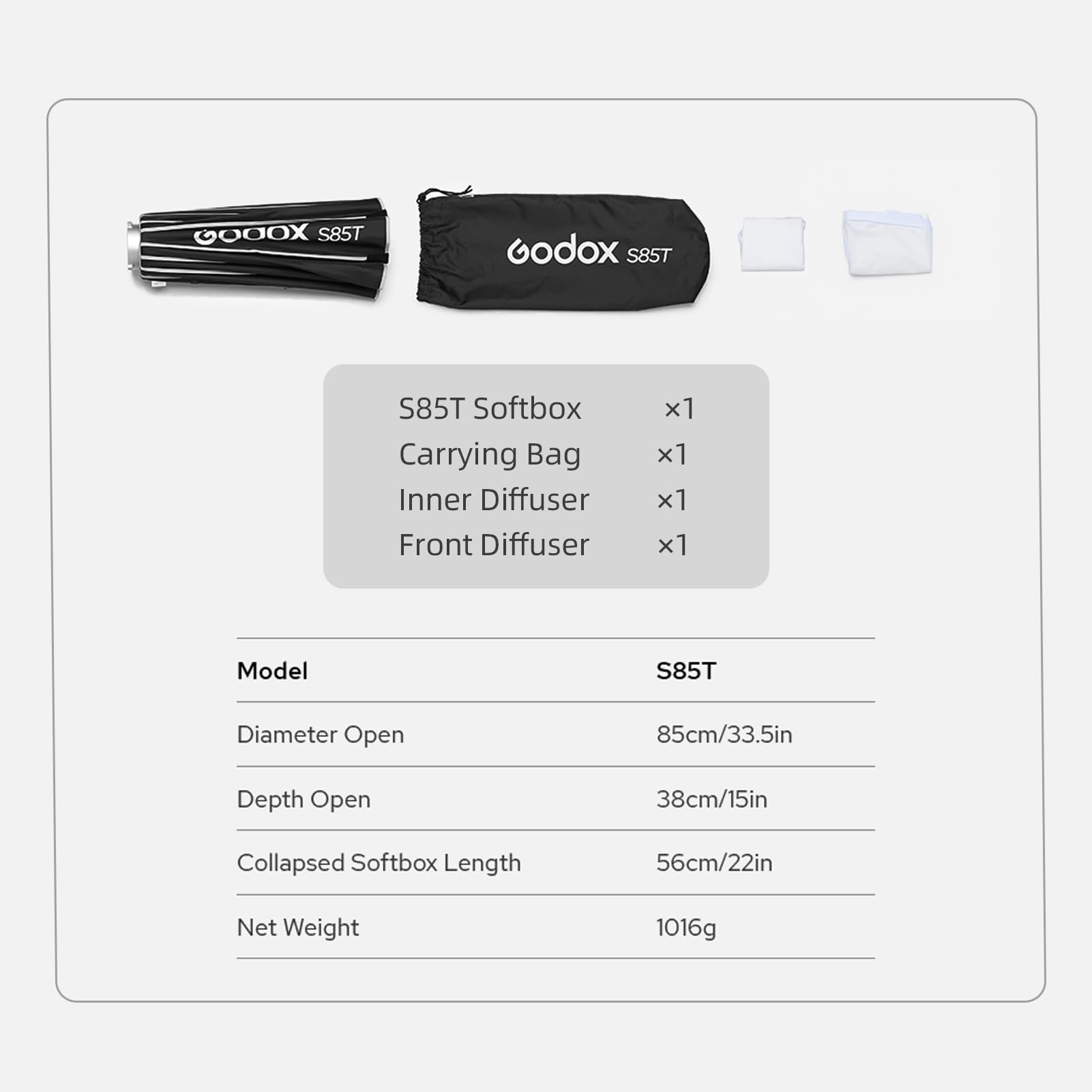 Godox S65T 65cm/25.6in Quick Release Umbrella Softbox Professional Foldable Softbox with Standard Bowen Mount & Diffusers for Photography Studio