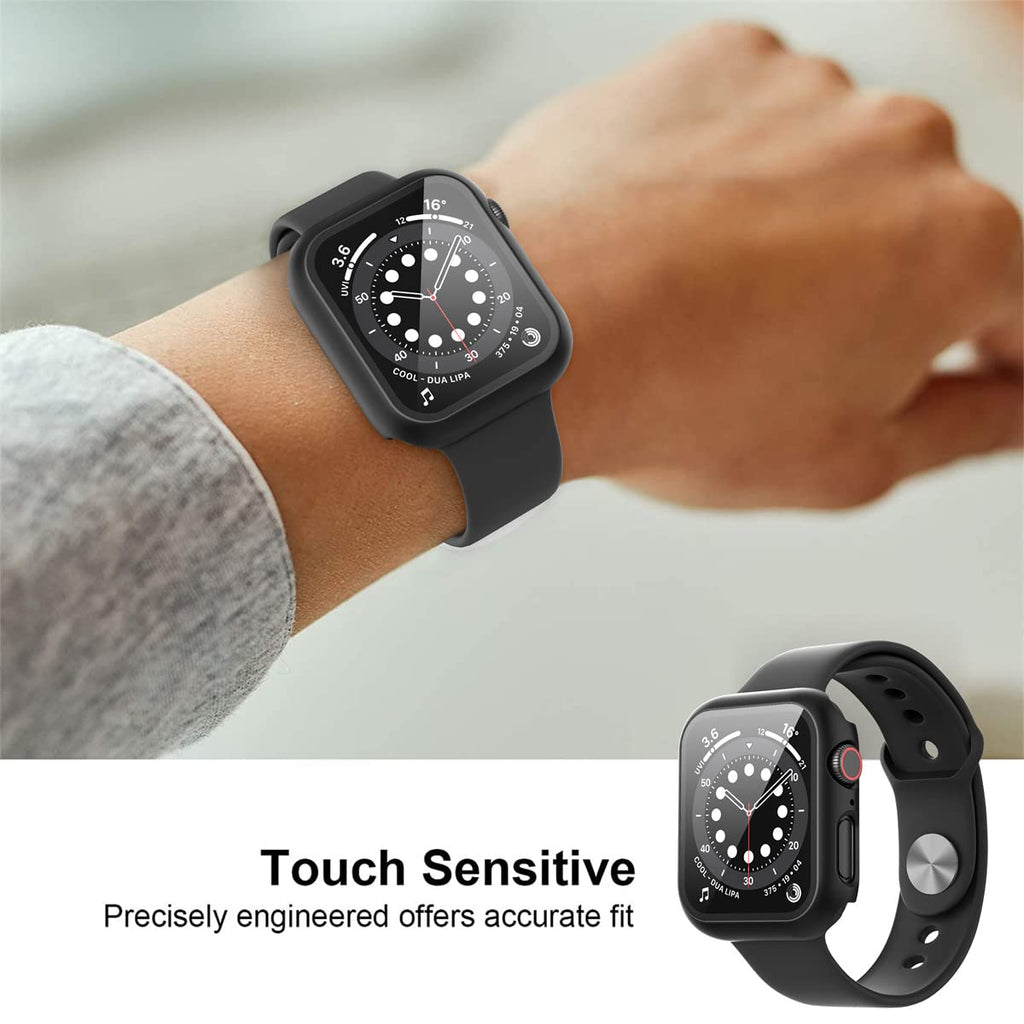 Diruite 2-Pack for Apple Watch Series 3/2/1 38mm Case, Ultra-Thin All-Around Tempered Glass Screen Protector Protection Cover for iWatch 38mm - Black