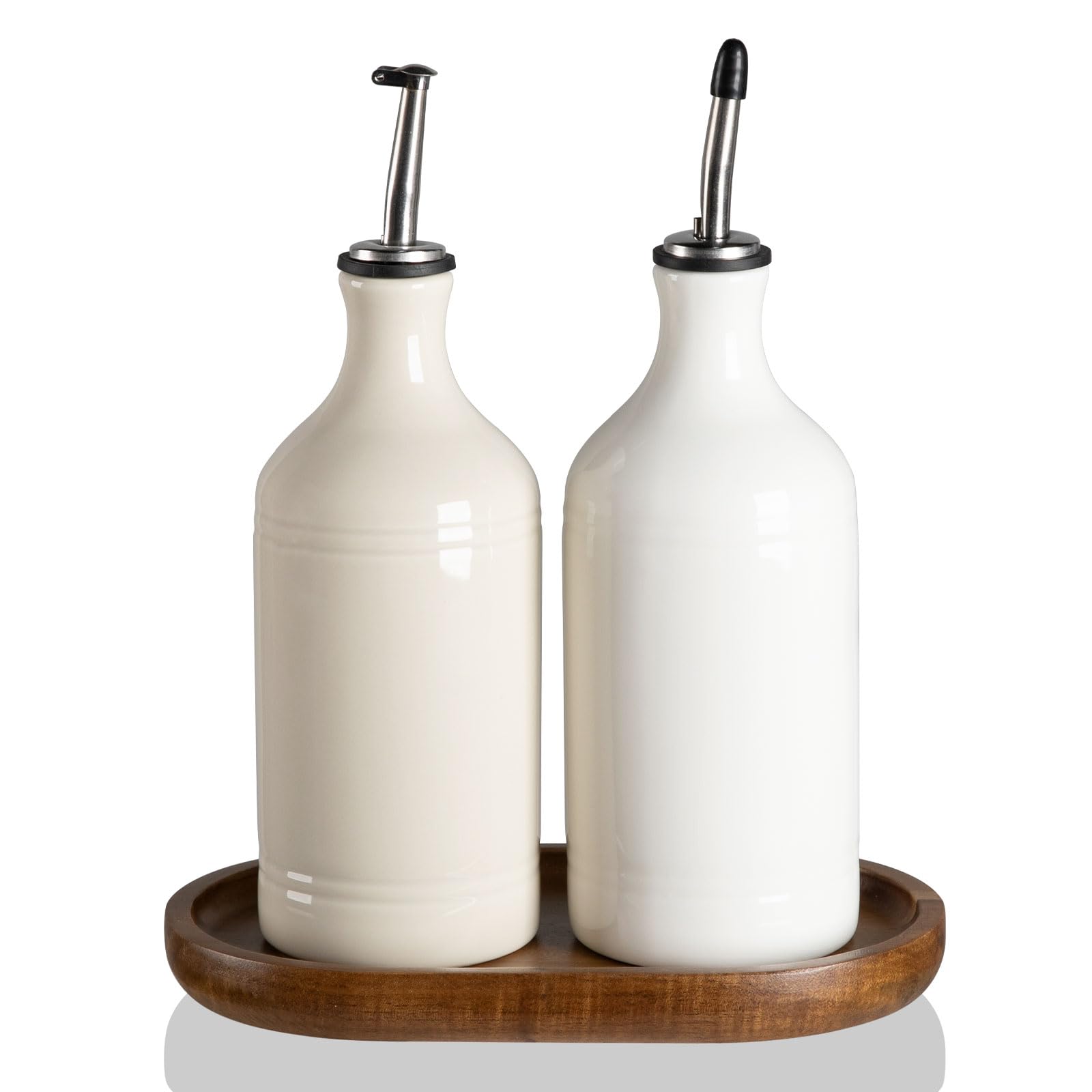 Sweejar Ceramic Olive Oil Dispenser Bottle, Opaque Oil Cruet Protects to Reduce Oxidation, Suitable for Storage Vinegar, Coffee Syrups & Other Liquids, Pack of 1, 15.5 Fl Oz(Beige)