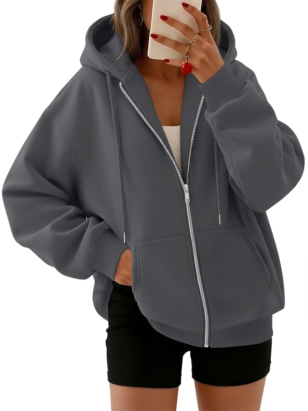 Trendy Queen Womens Zip Up Hoodies 2026 Oversized Sweatshirt