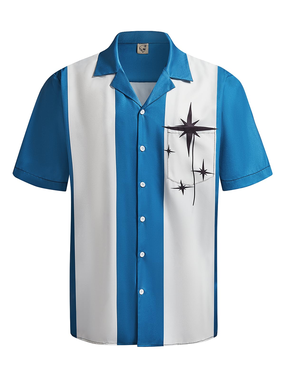 Hardaddy Men's Camp Collar Retro Vintage Bowling Button Down Shirt with Pocket Casual Short Sleeve Beach Shirts Summer