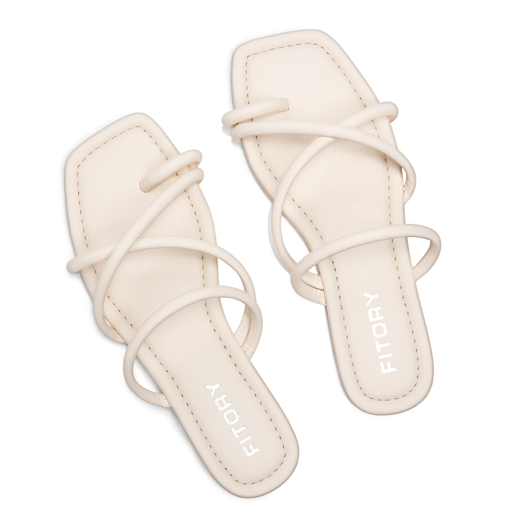 FITORY Women's Slide Sandals Flat Toe Ring Thongs with Cross Strap for Summer Size