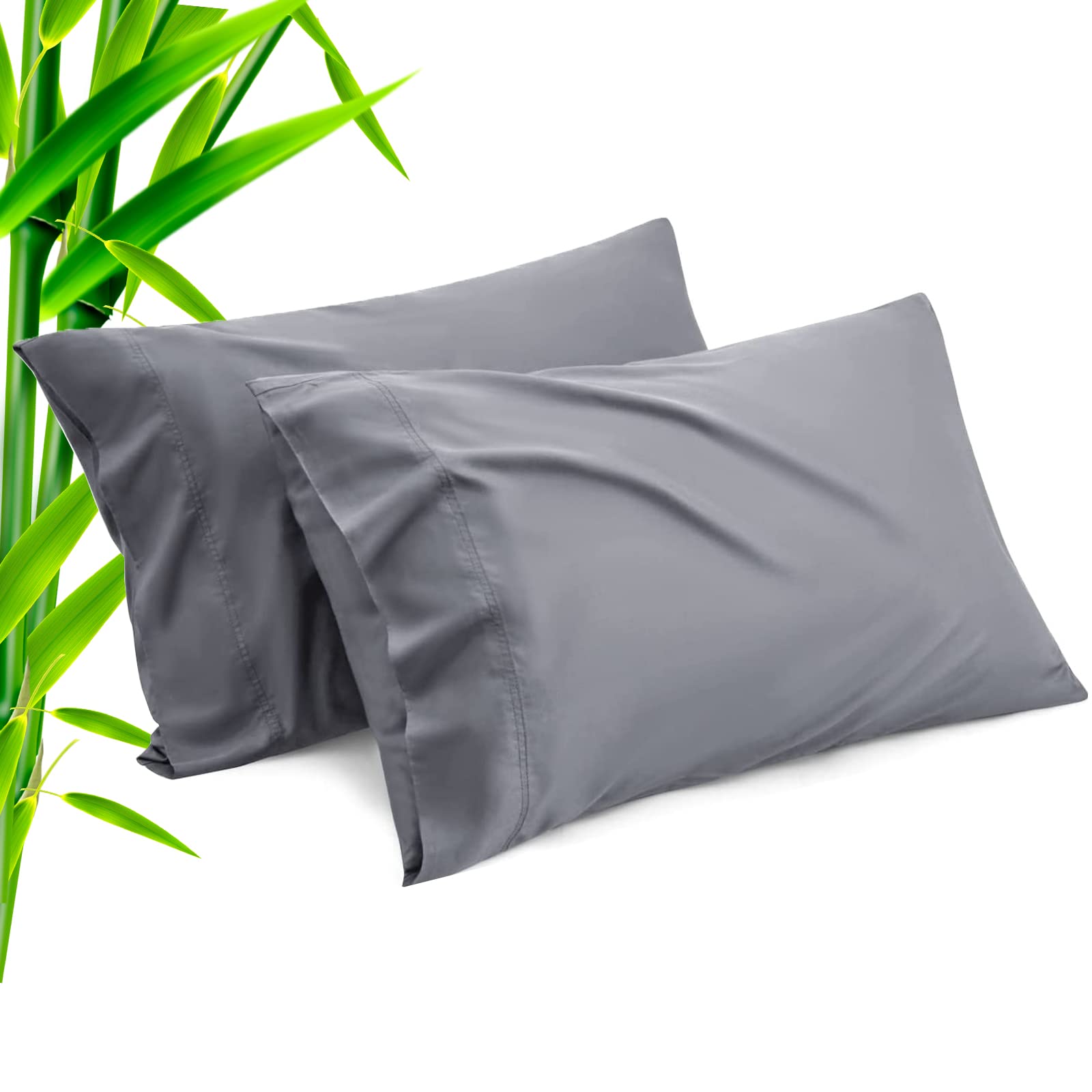 Pillow Cases Standard Size 2 Pack, Bamboo Rayon Cooling Pillowcases with Envelope Closure, Cool Breathable Pillow Case for Hot Sleepers & Night Sweats, 20x26 inches, Aqua Blue