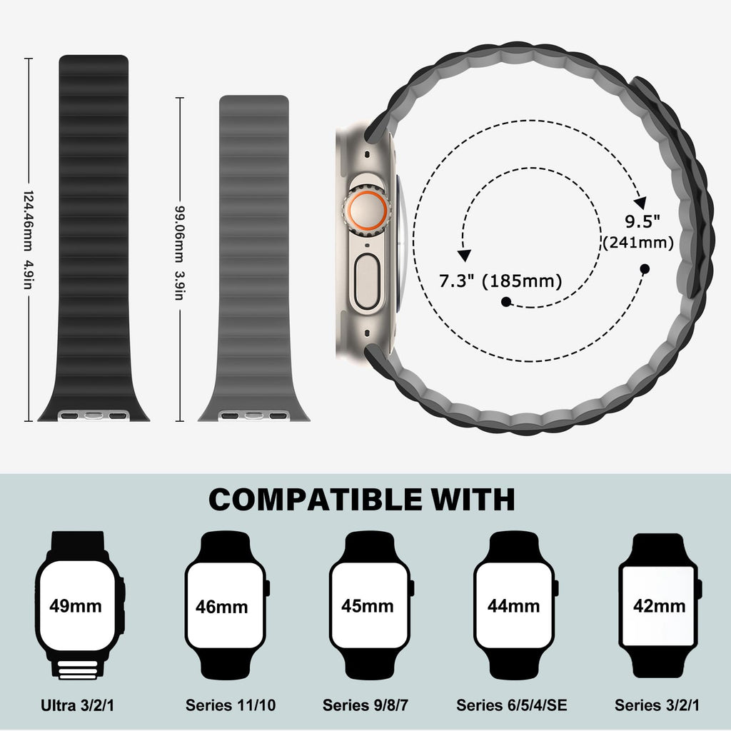 Bisikor Compatible with Apple Watch Band 49 46 45 44 42 41 40 38mm, Double Sided Wearable Silicone Magnetic Strap for iWatch Ultra SE Series 11 10 9 8 7 6 5 4 3 2 1 (38/40/41/42, Beige/Gray)