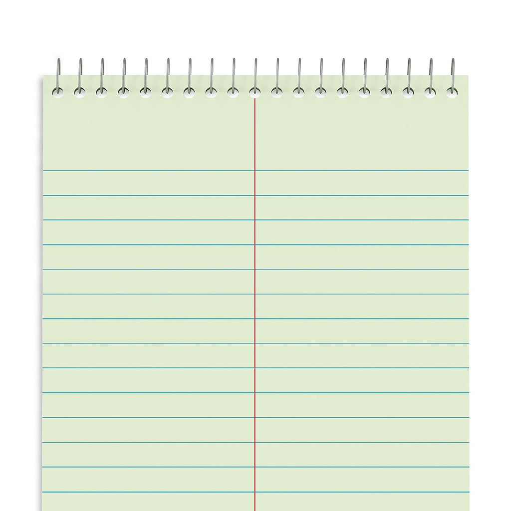 STAPLES Steno Pads, 6” x 9”, Gregg Ruled, Green Paper, 12‑Pack