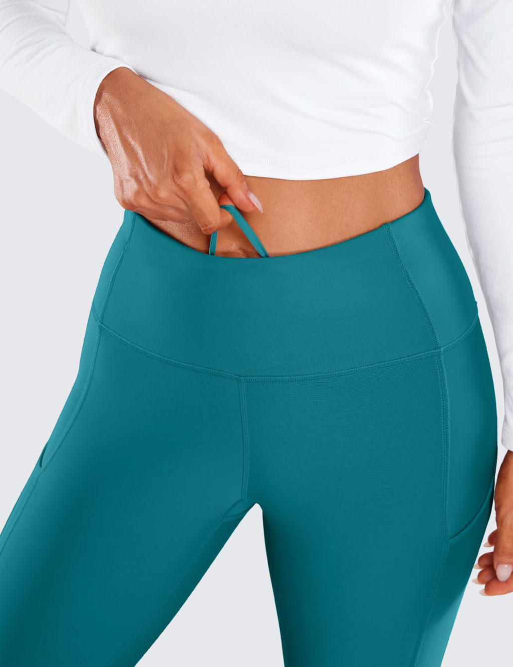 CRZ YOGA Fleece Lined Leggings Pockets 28'' - Thermal Casual Lounge Workout Womens Yoga Full Length Pants Winter Warm