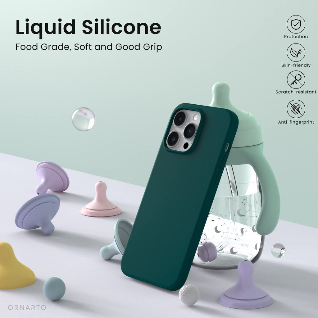 ORNARTO Compatible with iPhone 14 Pro Case 6.1, Slim Liquid Silicone 3 Layers Full Covered Soft Gel Rubber Phone Case Protective Cover with Microfiber Lining 6.1 inch-Baby Blue