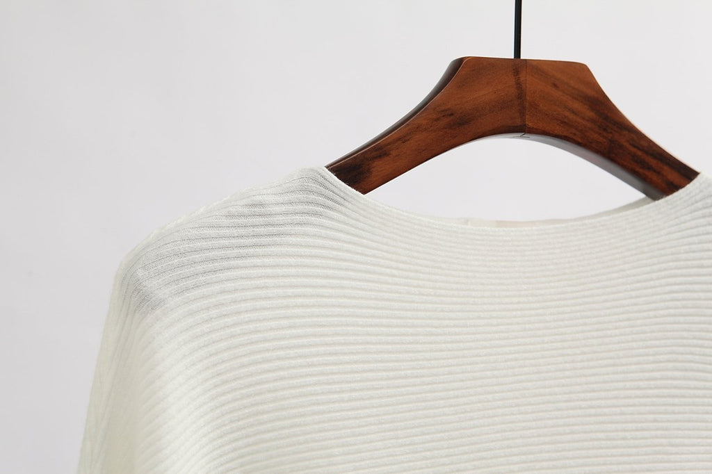 GABERLY Boat Neck Batwing Sleeves Dolman Knitted Sweaters and Pullovers Tops for Women