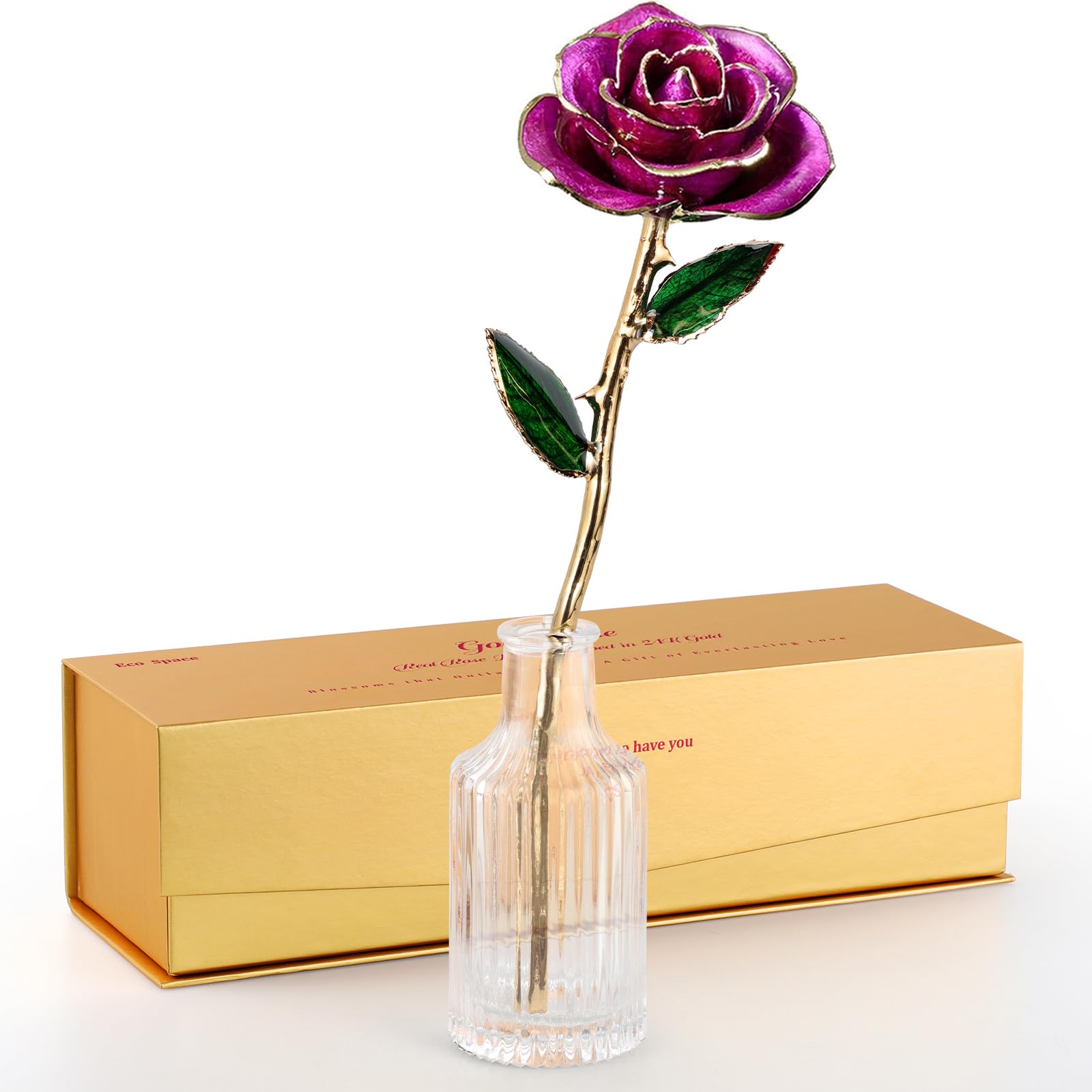 24K Gold Dipped Real Rose – Handcrafted, Bold, One of a Kind – Romantic Gift for Her – Ideal for Birthday, Anniversary, Mother’s Day, Valentine’s (Black)
