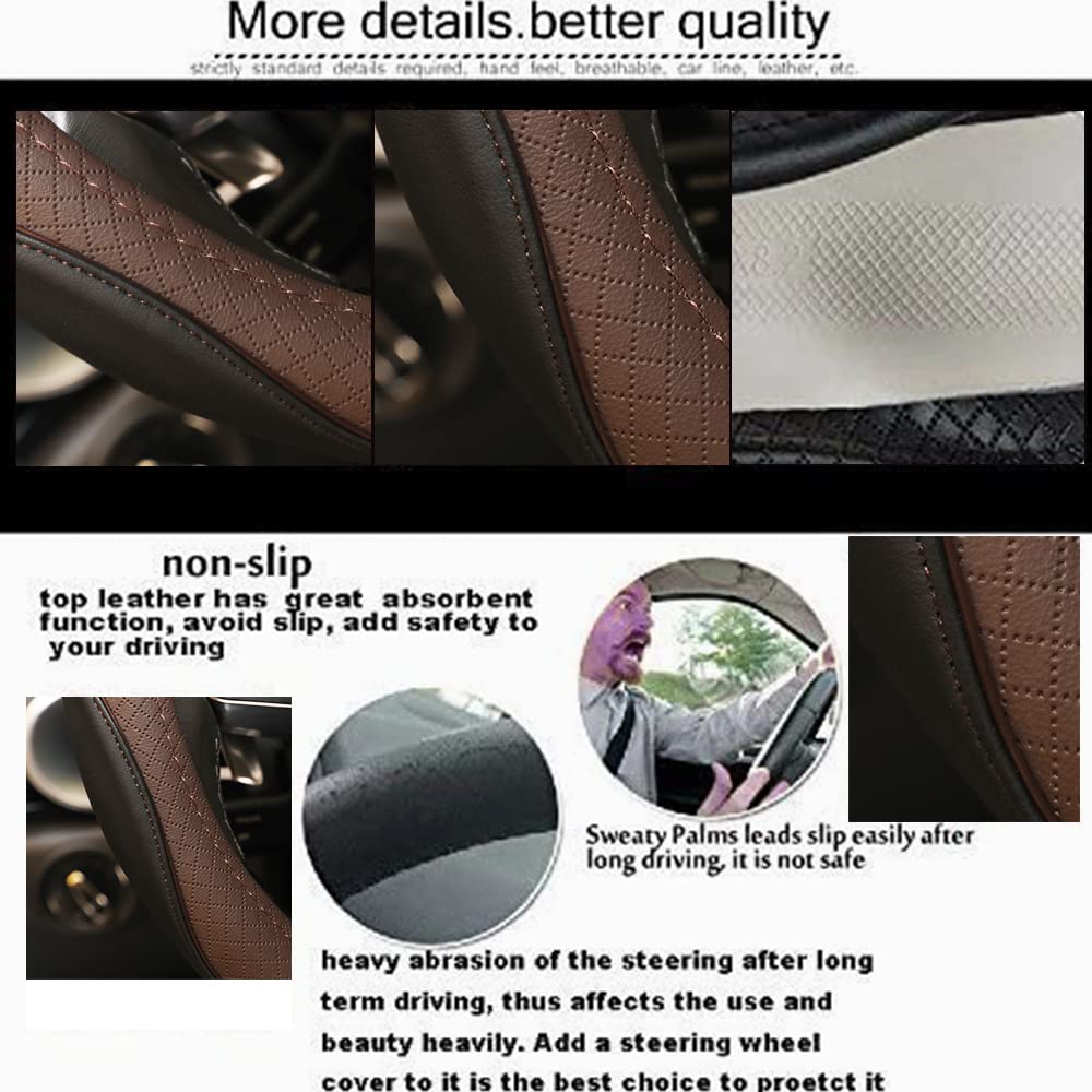 Car Steering Wheel Cover, Anti-Slip, Safety, Soft, Breathable, Heavy Duty, Thick, Full Surround, Sports Style (Black)