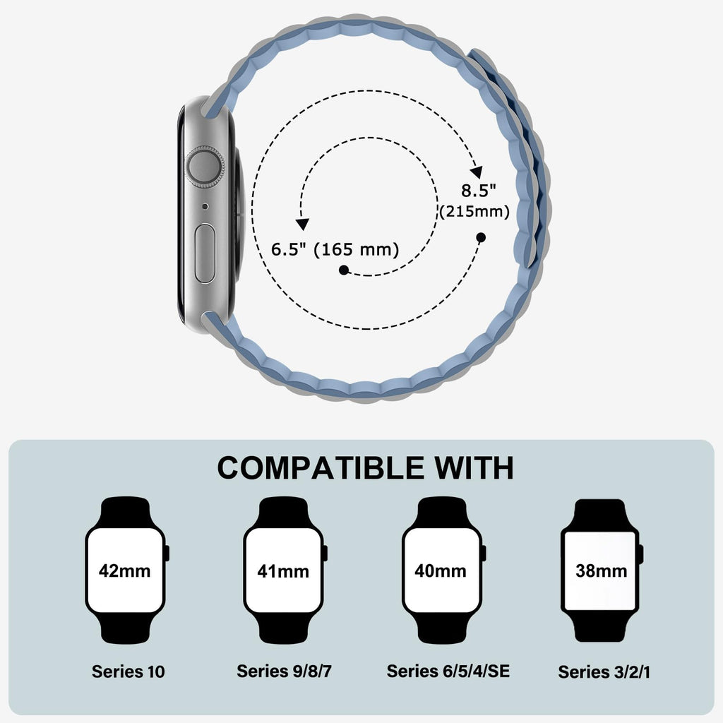 Bisikor Compatible with Apple Watch Band 49 46 45 44 42 41 40 38mm, Double Sided Wearable Silicone Magnetic Strap for iWatch Ultra SE Series 11 10 9 8 7 6 5 4 3 2 1 (38/40/41/42, Beige/Gray)
