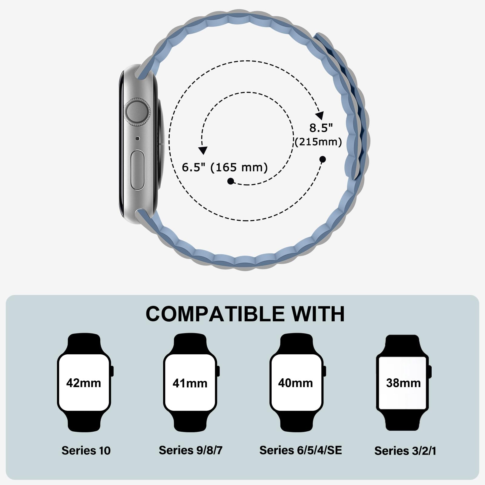 Bisikor Compatible with Apple Watch Band 49 46 45 44 42 41 40 38mm, Double Sided Wearable Silicone Magnetic Strap for iWatch Ultra SE Series 11 10 9 8 7 6 5 4 3 2 1 (38/40/41/42, Beige/Gray)