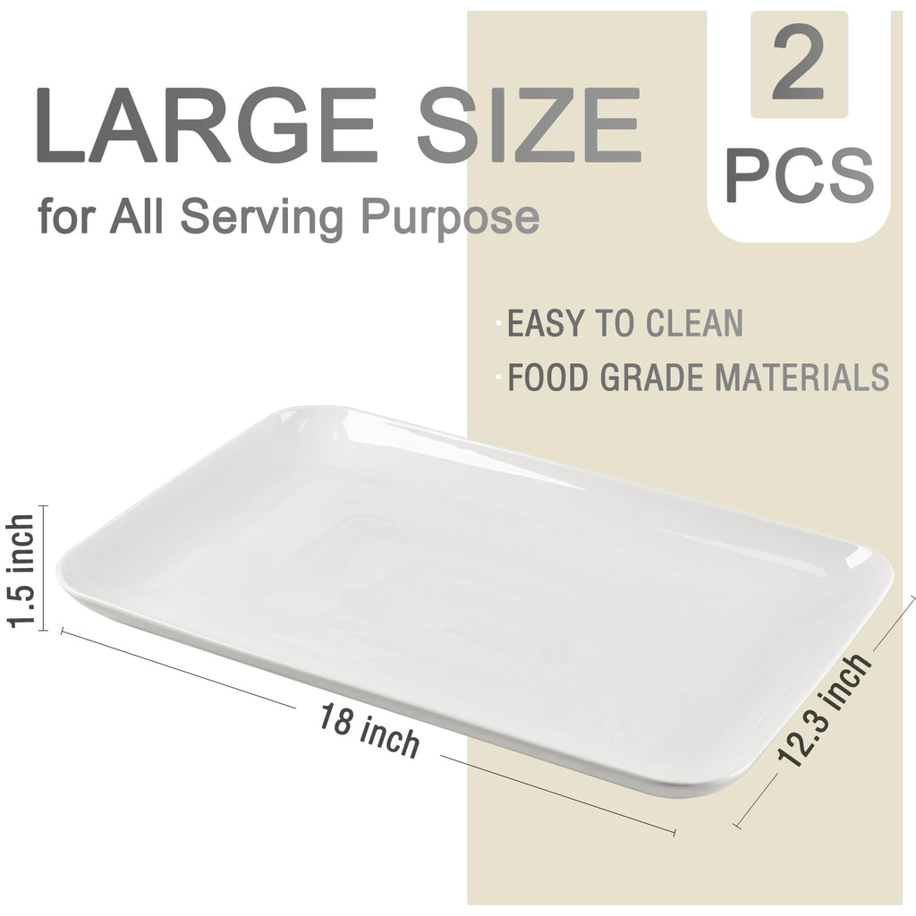 DELLING Large Serving Platter Set of 3, 16/14/12 Inch Porcelain Serving Trays for Party - Black Ceramic Rectangular Platters for Entertaining,Platter for Thanksgiving Christmas, Dishwasher Oven Safe