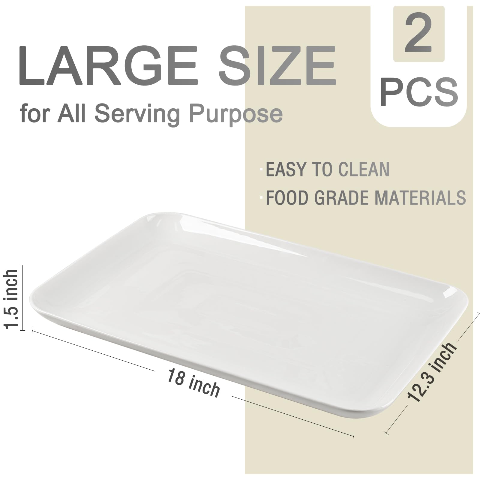DELLING Large Serving Platter Set of 3, 16/14/12 Inch Porcelain Serving Trays for Party - Black Ceramic Rectangular Platters for Entertaining,Platter for Thanksgiving Christmas, Dishwasher Oven Safe