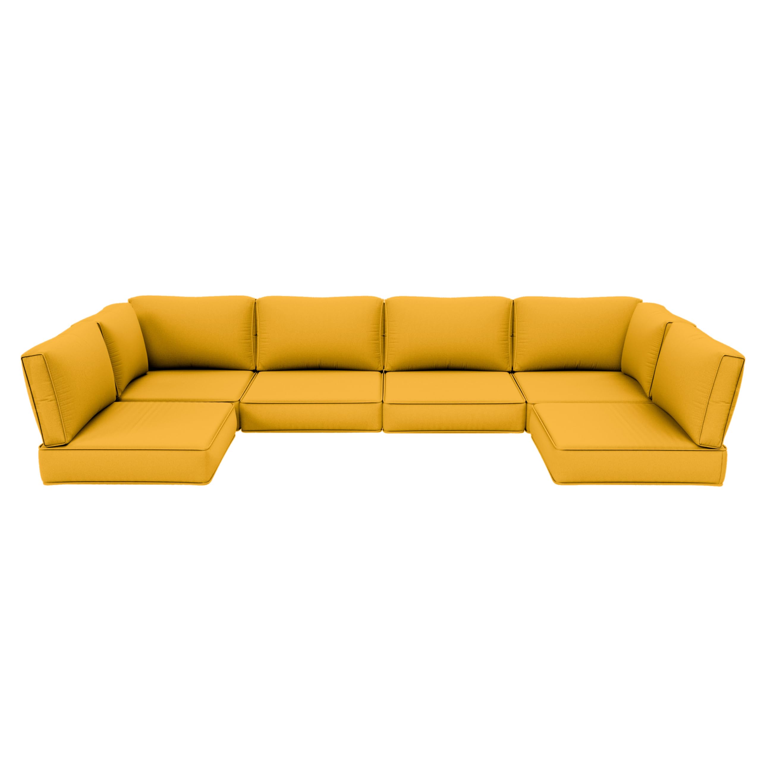 Outdoor Furniture Replacement Cushions, 5" Foam Foam High-Density, Fits 6-seat Sectional Rattan Conversation Set, 14 Piece Patio Water-Resistant Replacement Sofa Cushions, Liner&Cover
