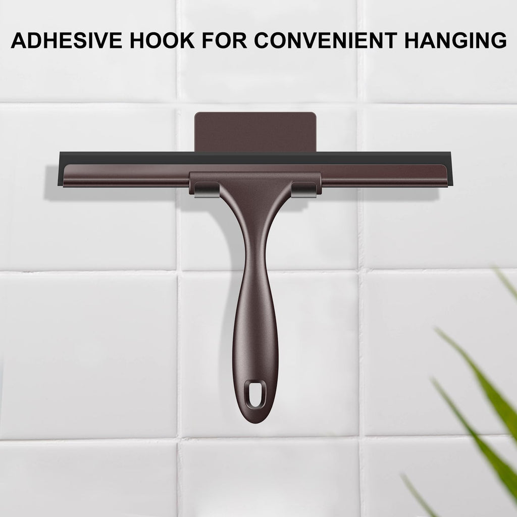 SetSail Squeegee for Shower Glass Door Stainless Steel Shower Squeegee for Glass Doors All-Purpose Window Squeegee for Tile Shower Walls, Sink, Mirror, Bathroom, Car Window Cleaning 10 Inches, Balck