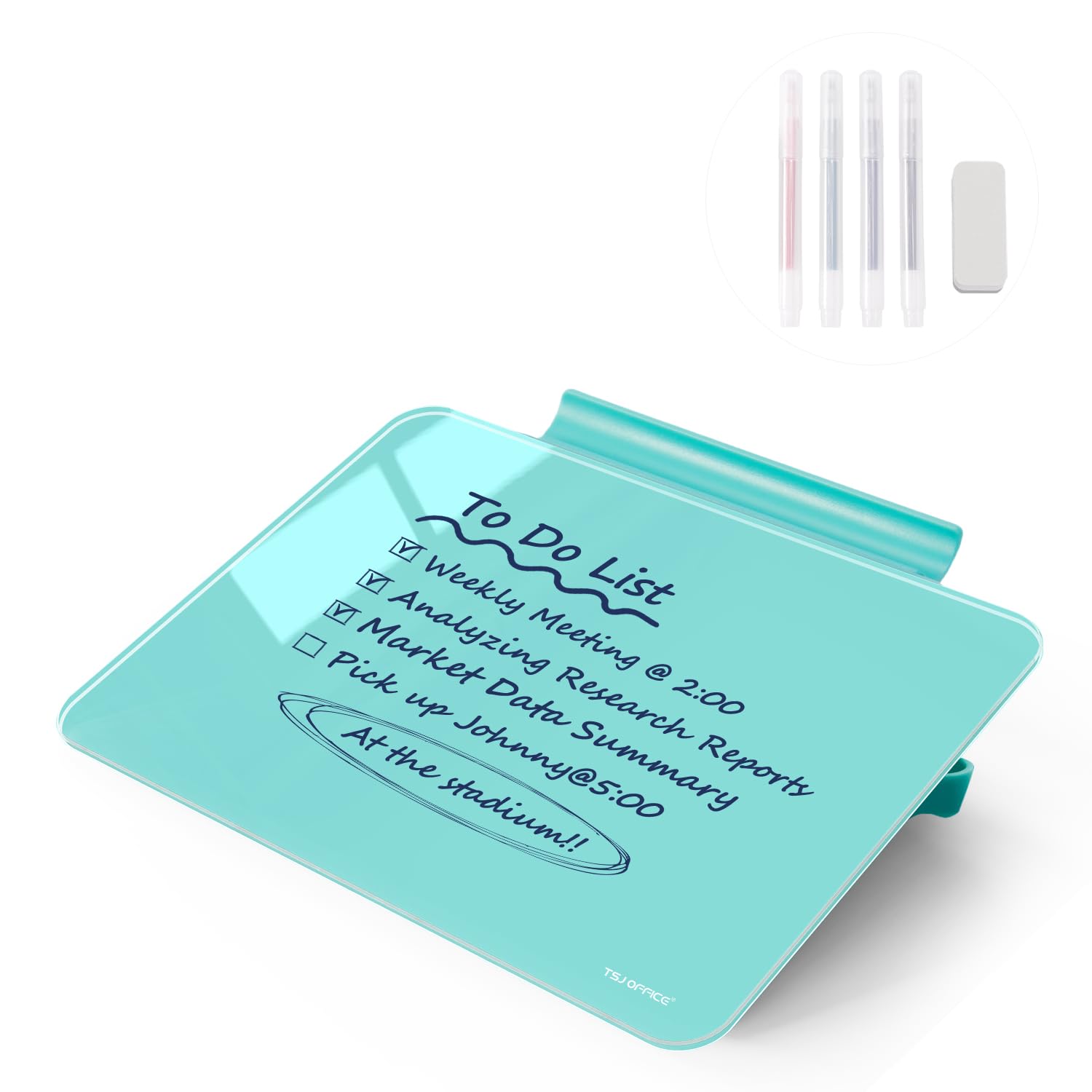 TSJ OFFICE Small Desktop Whiteboard - Glass Dry Erase Board 8 X 6 Inches Tabletop Easel Whiteboard with Stand, Desk Board Buddy for Artist, Teacher and Student