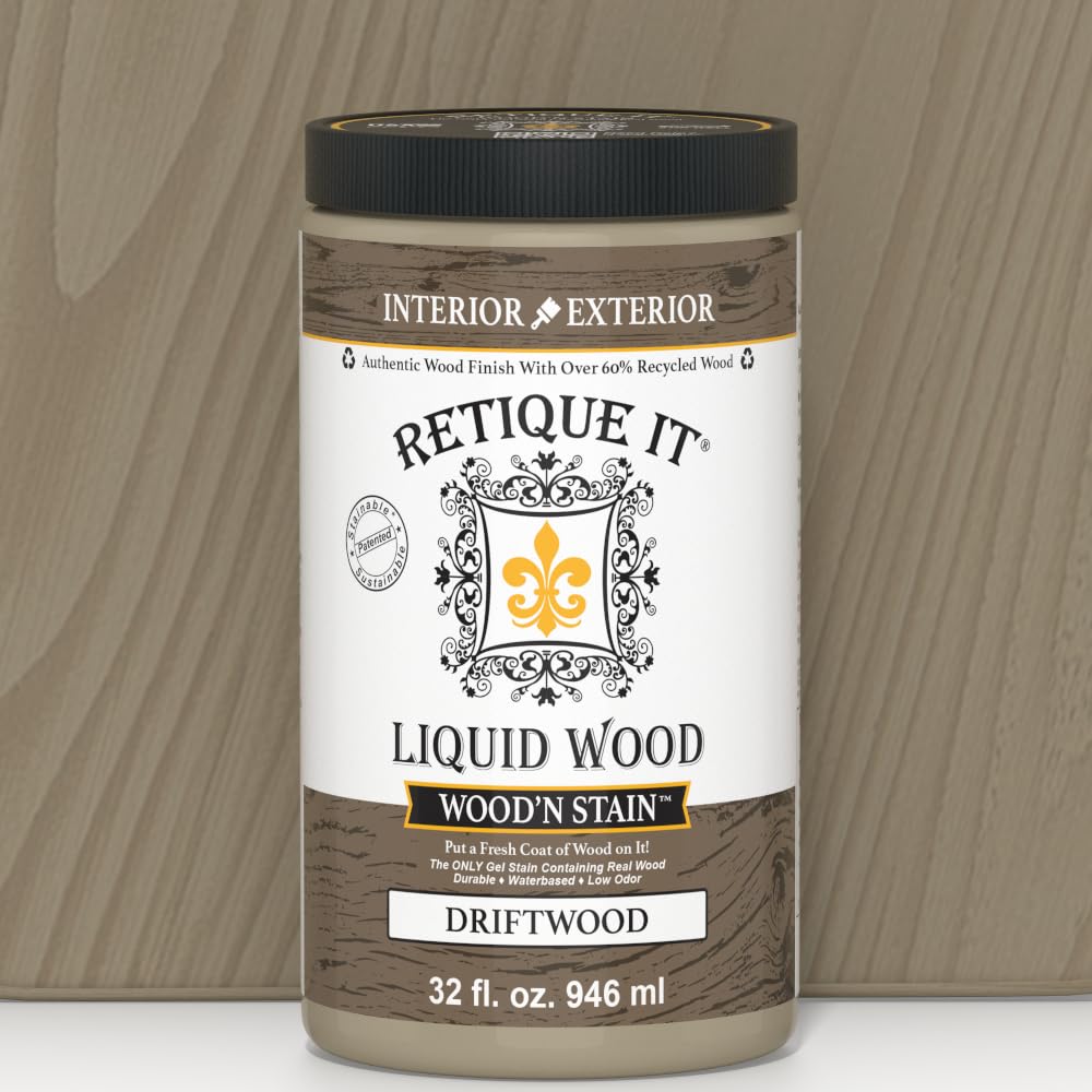 Retique It Wood'n Stain - Liquid Wood Gel Stain Interior/Exterior (08 oz (Half-Pint), 35 Dark Oak)