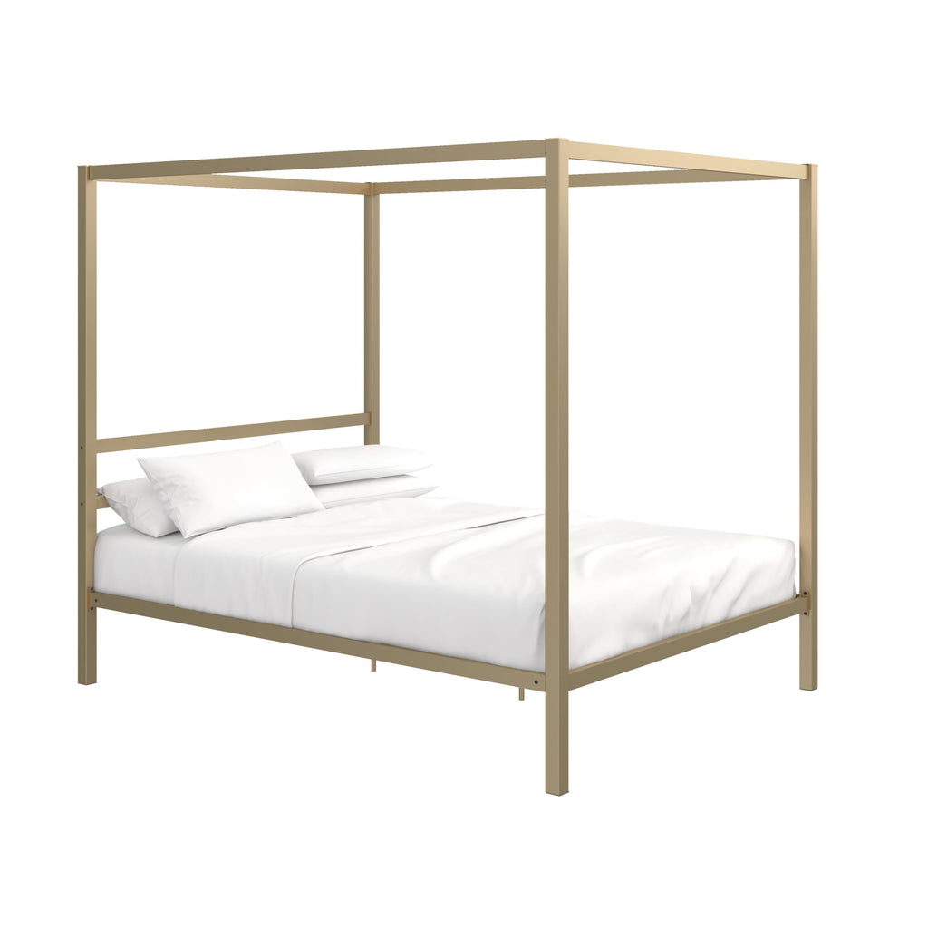 DHP King Metal Canopy Bed, Modern Design with Built-In Headboard, Sturdy Frame, No Box Spring Needed, Gunmetal Gray