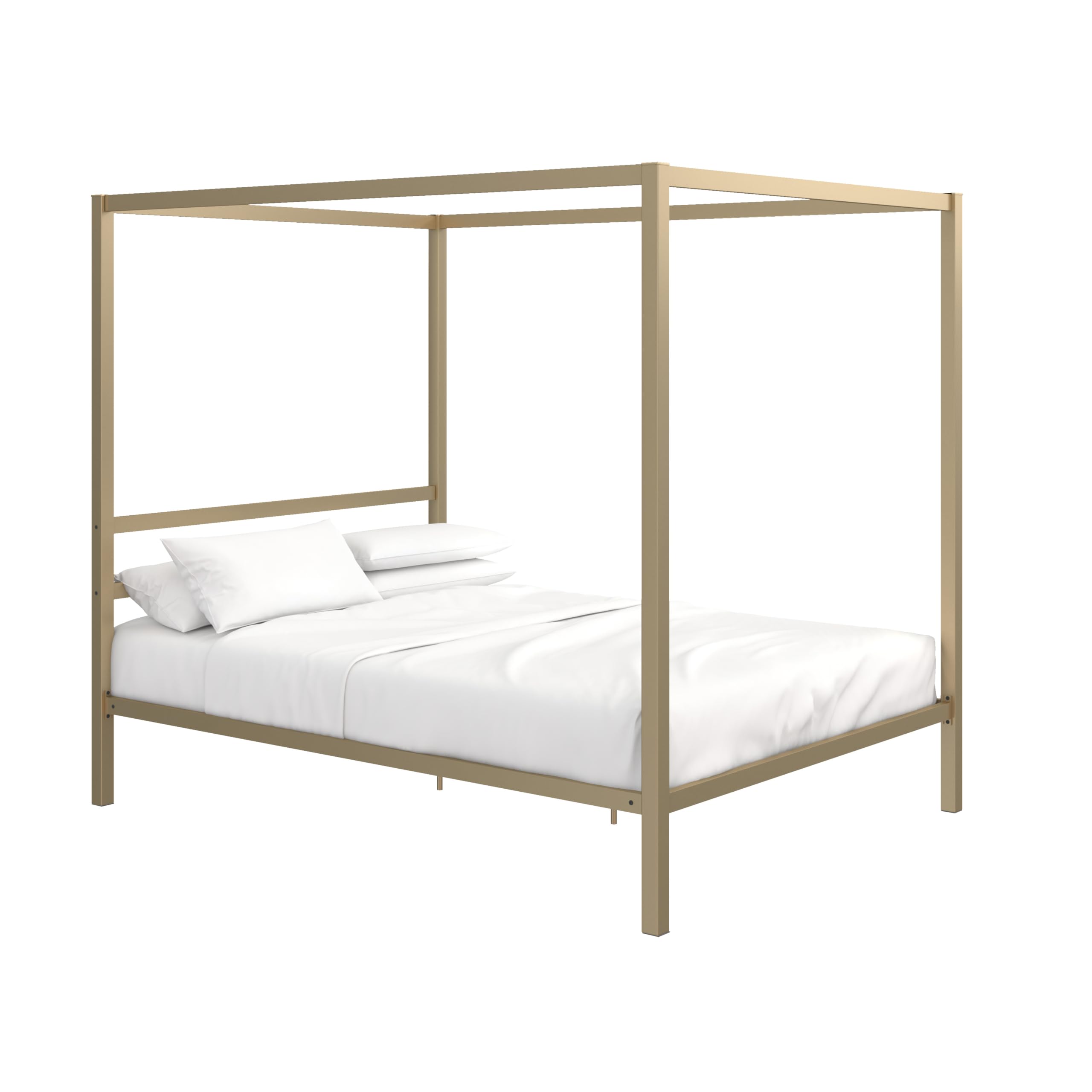 DHP King Metal Canopy Bed, Modern Design with Built-In Headboard, Sturdy Frame, No Box Spring Needed, Gunmetal Gray