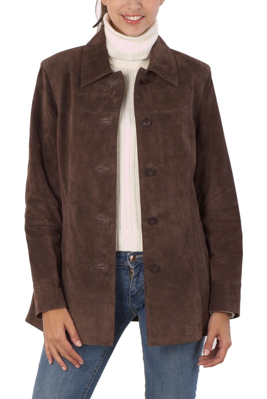 BGSD Women Anna Suede Leather Car Coat (Also available in Plus Size & Petite)