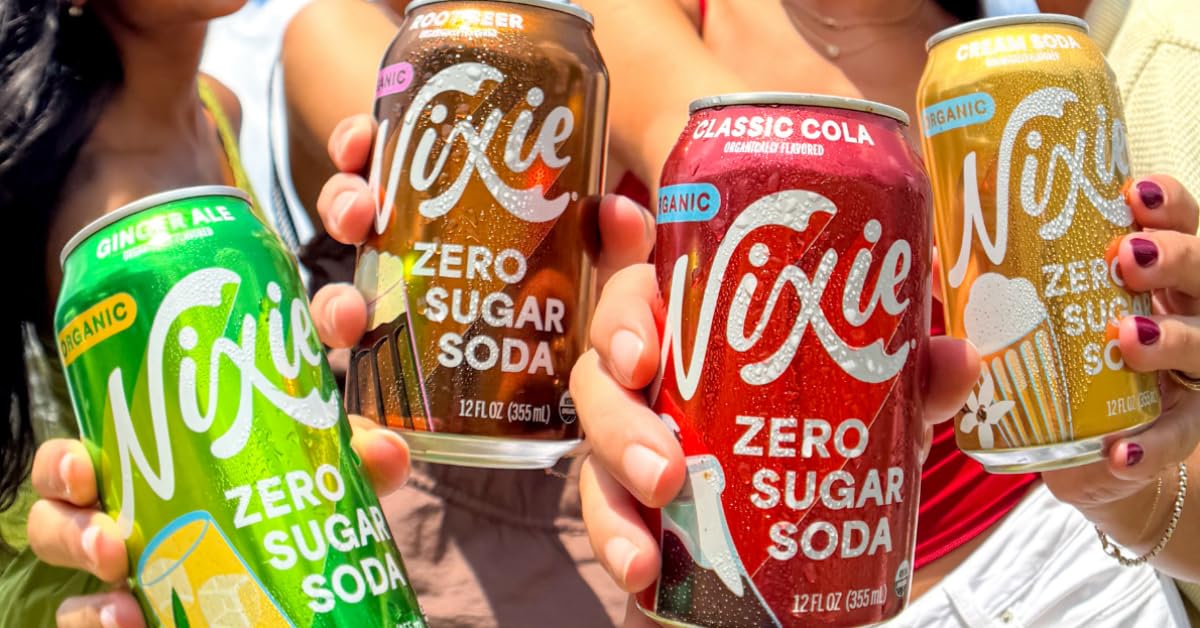 Nixie Organic Zero Sugar Soda, NEW Cherry Cola, Healthy Soda Pop, Non-GMO, 0 Sugar, 0 Calories, 40mg Caffeine, 12oz Cans (12 Pack)