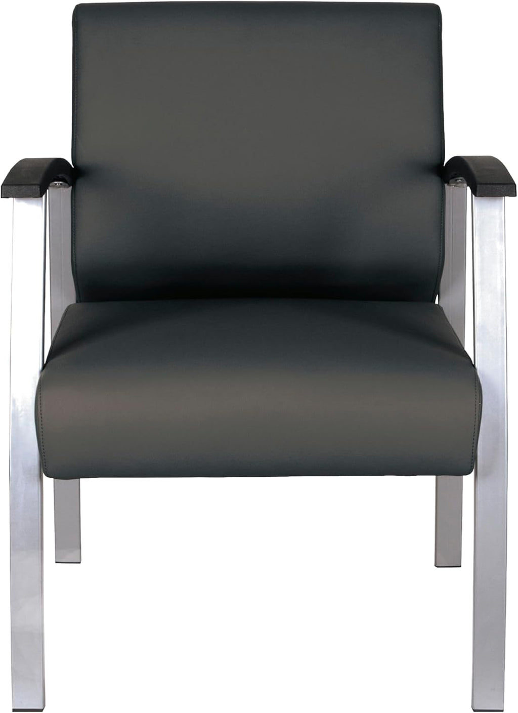Alera Alera metaLounge Series Mid-Back Guest Chair, 24.6" x 26.96" x 33.46", Black Seat, Black Back, Silver Base
