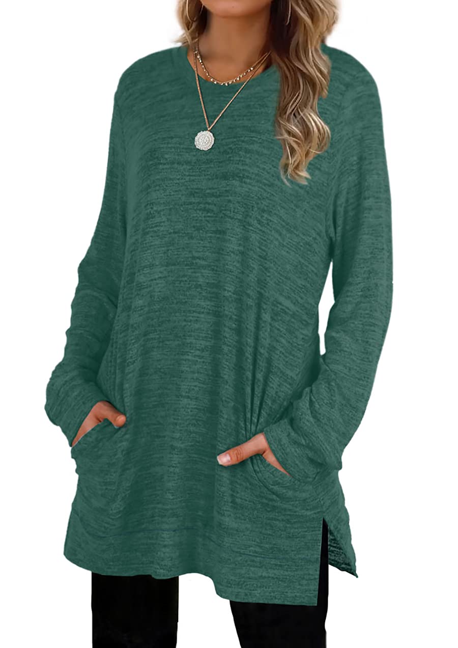 XIEERDUO Womens Casual Sweatshirts Long Sleeve Shirts Oversized With Pocket Tunic Tops S-3XL