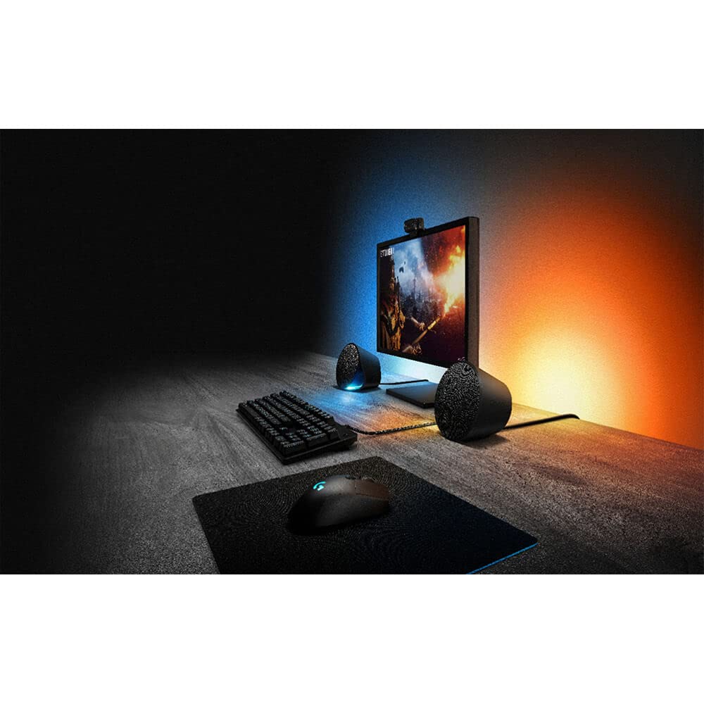 Logitech G560 PC Gaming Speaker System with 7.1 DTS:X Ultra Surround Sound, Game Based LIGHTSYNC RGB, Two Speakers and Subwoofer, Bluetooth, USB, Immersive Gaming Experience - Black