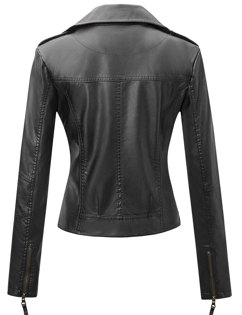 Tanming Women's Faux Leather Moto Biker Short Coat Jacket