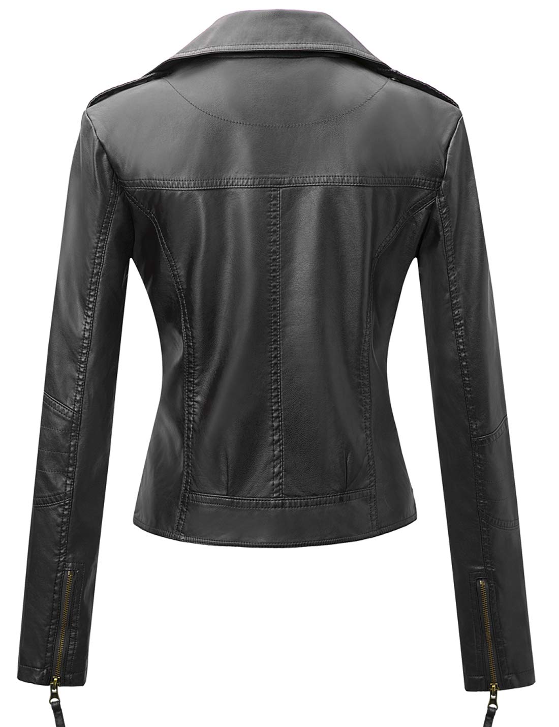 Tanming Women's Faux Leather Moto Biker Short Coat Jacket
