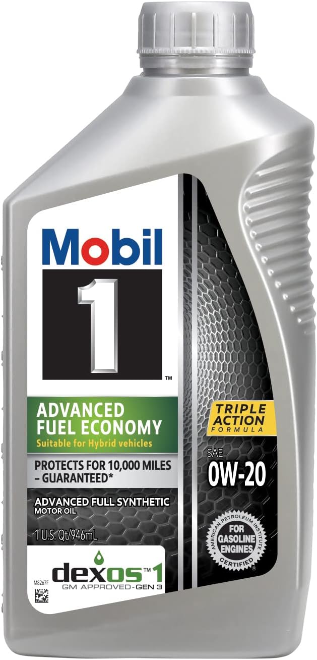 Mobil 1 Advanced Fuel Economy Full Synthetic Motor Oil 0W-20, 6-pack of 1 quarts