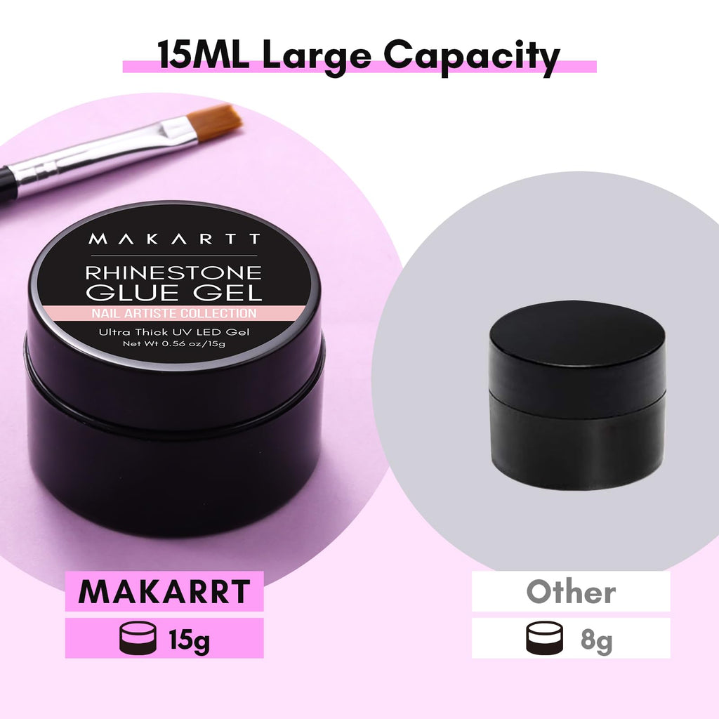 Makartt Rhinestone Glue for Nails: Super Strong Gel Nail Glue for Nail Charms Gems Decorations, 3D Gel Nail Art Bling Jewel Diamonds for Salon & DIY Manicure, 30ML UV Lamp Cured Need Beauty Gifts