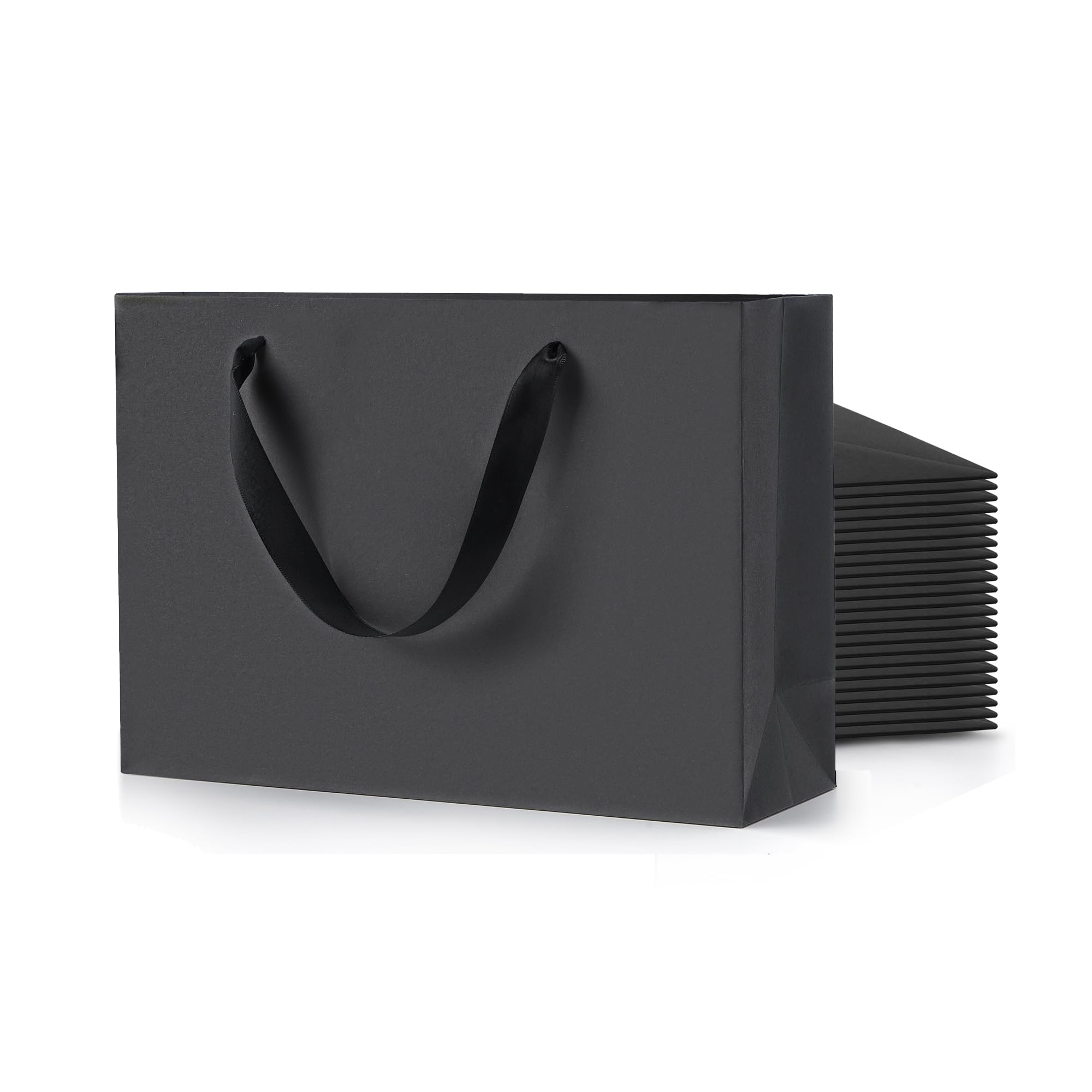 Argivean Black Gift Bags With Handles: 14pcs Medium Gift Bags Bulk 8x5x10 Inch For Wedding Party Birthday Business (M,14)