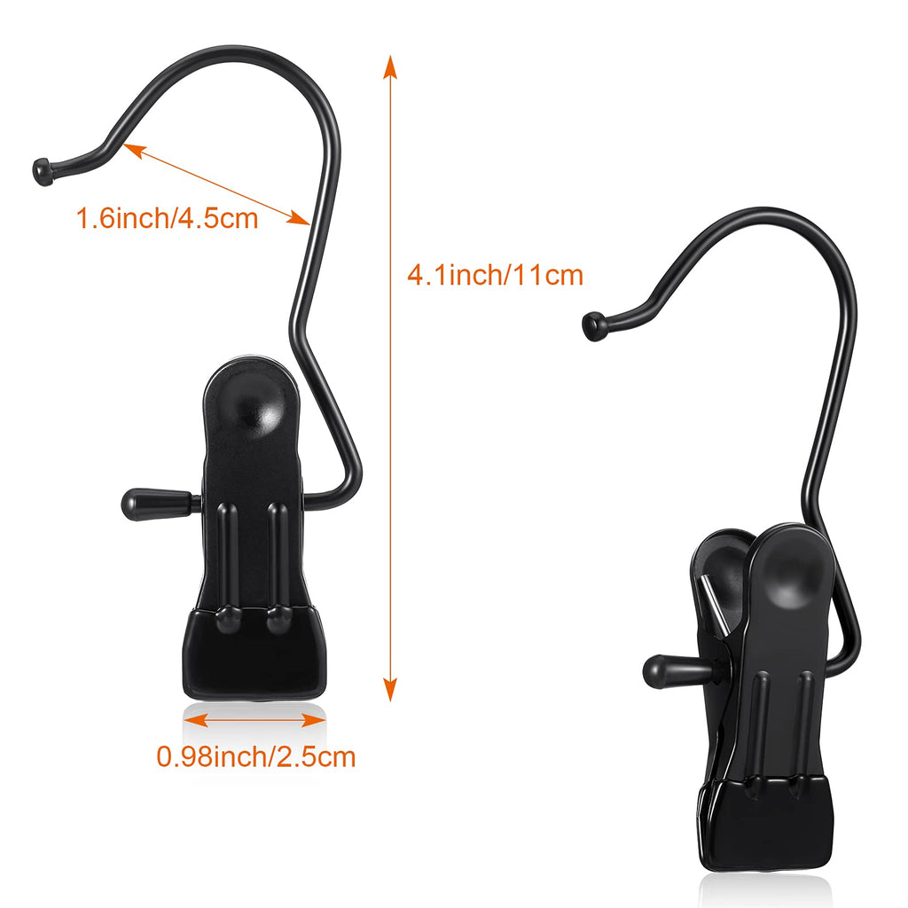 Hotop 20 Pieces Boot Hanger Clips for Closet, Laundry Hanging Hooks Heavy Duty Clips Boot Holder Portable Single Hooks Space Saving for Pants Jeans Clothes Hats Tall Towels (Black)