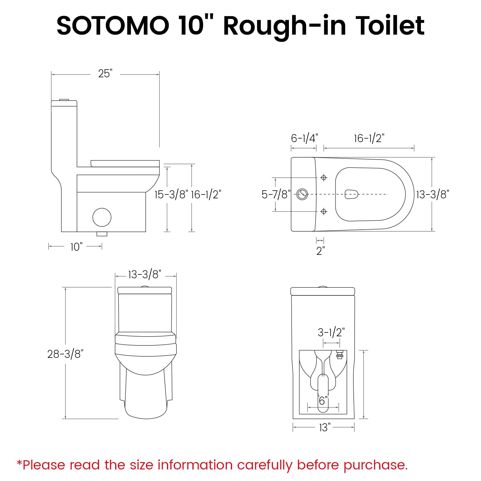 Compact One Piece Toilet for Bathroom, Space-Saving Powerful Dual Flush Round Small Toilet, Average 1.28 GPF, Skirted Design with Upgraded UF Quiet & Soft Close Seat (10" Rough-in Toilet)