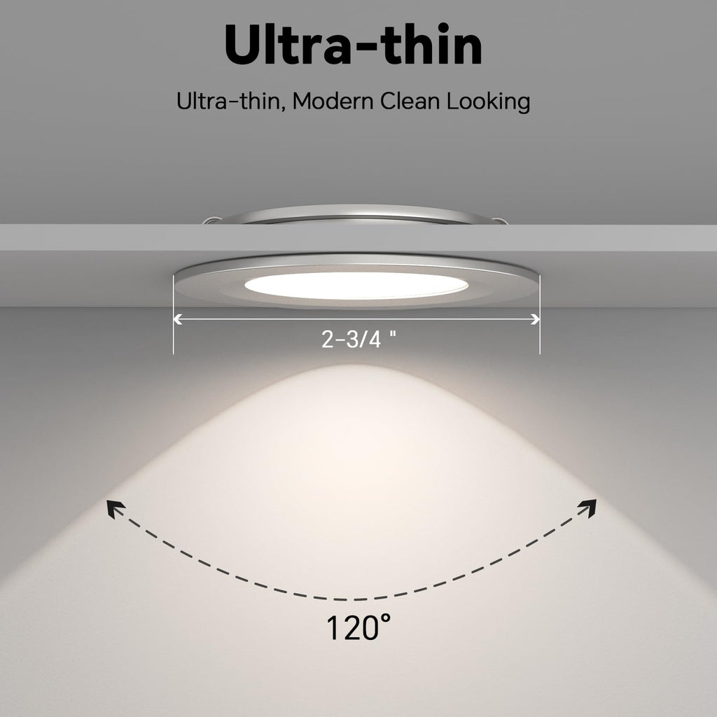 acegoo RV 2.75" Recessed LED Ceiling Light 12V Ultra-Thin Puck Light, Dimmable RV Lights Interior for Camper Van Truck Motorhome Boat Sailboat Roof Under Cabinet Lighting, 6 Pack (White,Cool White)