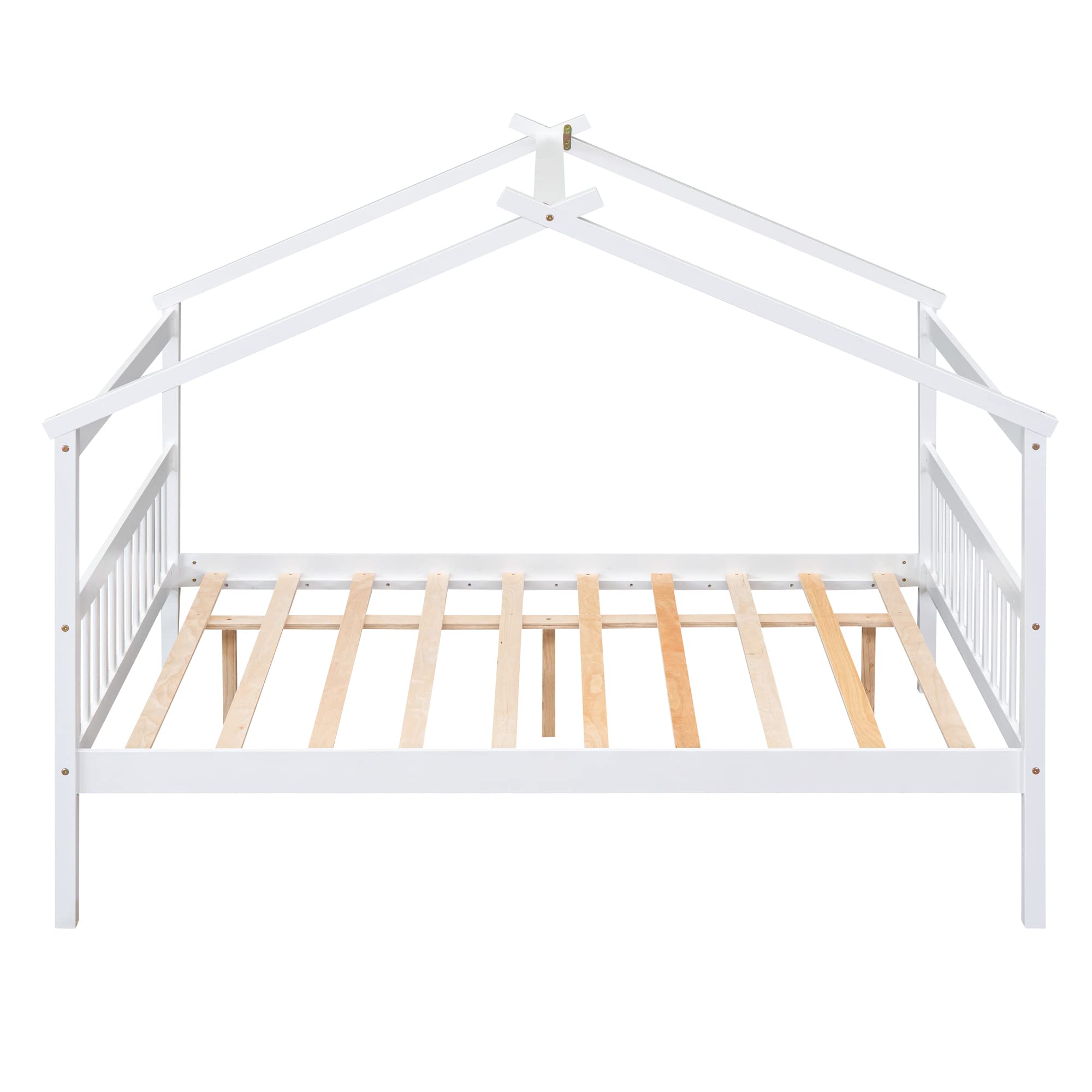 Merax Twin Size Wooden House Bed with Two Drawers, Wood Bed Frame with Roof for Kids, Teens, Boys or Girls, Grey
